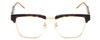 Front View of GUCCI GG0605O Designer Single Vision Prescription Rx Eyeglasses in Tortoise Havana Brown Gold Navy Blue Unisex Cat Eye Semi-Rimless Acetate 52 mm