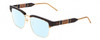 Profile View of GUCCI GG0605O Designer Blue Light Blocking Eyeglasses in Tortoise Havana Brown Gold Navy Blue Unisex Cat Eye Semi-Rimless Acetate 52 mm
