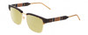 Profile View of GUCCI GG0605O Designer Polarized Reading Sunglasses with Custom Cut Powered Sun Flower Yellow Lenses in Tortoise Havana Brown Gold Navy Blue Unisex Cat Eye Semi-Rimless Acetate 52 mm