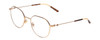 Profile View of GUCCI GG0684O Designer Blue Light Blocking Eyeglasses in Gold Brown Tortoise Havana Ivory Ladies Round Full Rim Metal 51 mm