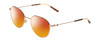 Profile View of GUCCI GG0684O Designer Polarized Sunglasses with Custom Cut Red Mirror Lenses in Gold Brown Tortoise Havana Ivory Ladies Round Full Rim Metal 51 mm