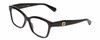 Profile View of GUCCI GG0798O Designer Progressive Lens Blue Light Blocking Eyeglasses in Gloss Black Gold Ladies Cat Eye Full Rim Acetate 55 mm