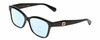 Profile View of GUCCI GG0798O Designer Progressive Lens Blue Light Blocking Eyeglasses in Gloss Black Gold Ladies Cat Eye Full Rim Acetate 55 mm