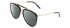 Profile View of GUCCI GG0672S Designer Polarized Reading Sunglasses with Custom Cut Powered Smoke Grey Lenses in Black Gold Tortoise Havana Unisex Pilot Full Rim Acetate 58 mm