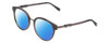 Profile View of Chopard VCH239 Designer Polarized Sunglasses with Custom Cut Blue Mirror Lenses in Grey Crystal Mosaic/Sparkles/Black Gunmetal Ladies Round Full Rim Acetate 50 mm