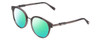 Profile View of Chopard VCH239 Designer Polarized Reading Sunglasses with Custom Cut Powered Green Mirror Lenses in Grey Crystal Mosaic/Sparkles/Black Gunmetal Ladies Round Full Rim Acetate 50 mm