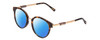 Profile View of Chopard VCH239 Designer Polarized Reading Sunglasses with Custom Cut Powered Blue Mirror Lenses in Brown Tortoise Havana/Rose Gold Unisex Round Full Rim Acetate 50 mm