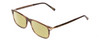 Profile View of Chopard VCH249 Designer Polarized Reading Sunglasses with Custom Cut Powered Sun Flower Yellow Lenses in Brown Beige Marble/Gold Unisex Rectangular Full Rim Wood 55 mm