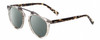 Profile View of John Varvatos V602 Designer Polarized Reading Sunglasses with Custom Cut Powered Smoke Grey Lenses in Grey Crystal /Gunmetal/Tortoise Unisex Round Full Rim Acetate 52 mm