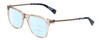 Profile View of John Varvatos V418 Designer Progressive Lens Blue Light Blocking Eyeglasses in Smoke Crystal/Silver/Blue Tortoise Ladies Panthos Full Rim Acetate 52 mm