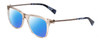 Profile View of John Varvatos V418 Designer Polarized Reading Sunglasses with Custom Cut Powered Blue Mirror Lenses in Smoke Crystal/Silver/Blue Tortoise Ladies Panthos Full Rim Acetate 52 mm