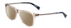 Profile View of John Varvatos V418 Designer Polarized Reading Sunglasses with Custom Cut Powered Amber Brown Lenses in Smoke Crystal/Silver/Blue Tortoise Ladies Panthos Full Rim Acetate 52 mm