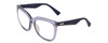 Profile View of POLICE SPL410 Designer Reading Eye Glasses with Custom Cut Powered Lenses in Navy Blue Crystal/Sparkles Ladies Cat Eye Full Rim Acetate 56 mm