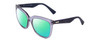 Profile View of POLICE SPL410 Designer Polarized Reading Sunglasses with Custom Cut Powered Green Mirror Lenses in Navy Blue Crystal/Sparkles Ladies Cat Eye Full Rim Acetate 56 mm