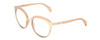 Profile View of POLICE SPL499 Designer Blue Light Blocking Eyeglasses in Pink Crystal/Gold Ladies Cat Eye Full Rim Acetate 53 mm