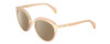 Profile View of POLICE SPL499 Designer Polarized Sunglasses with Custom Cut Amber Brown Lenses in Pink Crystal/Gold Ladies Cat Eye Full Rim Acetate 53 mm