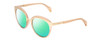Profile View of POLICE SPL499 Designer Polarized Reading Sunglasses with Custom Cut Powered Green Mirror Lenses in Pink Crystal/Gold Ladies Cat Eye Full Rim Acetate 53 mm