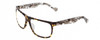 Profile View of John Varvatos V543 Designer Reading Eye Glasses in Olive Green Crystal Tortoise Mens Rectangular Full Rim Acetate 61 mm