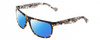 Profile View of John Varvatos V543 Designer Polarized Sunglasses with Custom Cut Blue Mirror Lenses in Olive Green Crystal Tortoise Mens Rectangular Full Rim Acetate 61 mm