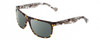 Profile View of John Varvatos V543 Designer Polarized Sunglasses with Custom Cut Smoke Grey Lenses in Olive Green Crystal Tortoise Mens Rectangular Full Rim Acetate 61 mm