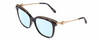 Profile View of Chopard SCH262S Designer Blue Light Blocking Eyeglasses in Blue White Marble/Rose Gold Ladies Cat Eye Full Rim Acetate 57 mm