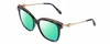 Profile View of Chopard SCH262S Designer Polarized Reading Sunglasses with Custom Cut Powered Green Mirror Lenses in Blue White Marble/Rose Gold Ladies Cat Eye Full Rim Acetate 57 mm