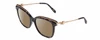 Profile View of Chopard SCH262S Designer Polarized Reading Sunglasses with Custom Cut Powered Amber Brown Lenses in Blue White Marble/Rose Gold Ladies Cat Eye Full Rim Acetate 57 mm