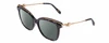 Profile View of Chopard SCH262S Designer Polarized Reading Sunglasses with Custom Cut Powered Smoke Grey Lenses in Blue White Marble/Rose Gold Ladies Cat Eye Full Rim Acetate 57 mm