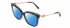Profile View of Chopard SCH262S Designer Polarized Reading Sunglasses with Custom Cut Powered Blue Mirror Lenses in Blue White Marble/Rose Gold Ladies Cat Eye Full Rim Acetate 57 mm