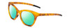 Profile View of Bolle PRIZE Designer Polarized Reading Sunglasses with Custom Cut Powered Green Mirror Lenses in Matte Caramel Brown Tortoise/Black Ladies Cat Eye Full Rim Acetate 50 mm
