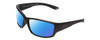 Profile View of Bolle KAYMAN Designer Polarized Sunglasses with Custom Cut Blue Mirror Lenses in Matte Black Mens Panthos Full Rim Acetate 60 mm