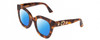 Profile View of GUCCI GG0208S Designer Polarized Sunglasses with Custom Cut Blue Mirror Lenses in Tortoise Havana Gold Ladies Cat Eye Full Rim Acetate 49 mm
