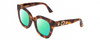Profile View of GUCCI GG0208S Designer Polarized Reading Sunglasses with Custom Cut Powered Green Mirror Lenses in Tortoise Havana Gold Ladies Cat Eye Full Rim Acetate 49 mm