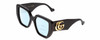 Profile View of GUCCI GG0956S Designer Progressive Lens Blue Light Blocking Eyeglasses in Gloss Black/Gold Ladies Hexagonal Full Rim Acetate 54 mm