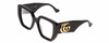 Profile View of GUCCI GG0956S Designer Progressive Lens Blue Light Blocking Eyeglasses in Gloss Black/Gold Ladies Hexagonal Full Rim Acetate 54 mm