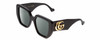 Profile View of GUCCI GG0956S Designer Polarized Sunglasses with Custom Cut Smoke Grey Lenses in Gloss Black/Gold Ladies Hexagonal Full Rim Acetate 54 mm