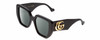 Profile View of GUCCI GG0956S Designer Polarized Reading Sunglasses with Custom Cut Powered Smoke Grey Lenses in Gloss Black/Gold Ladies Hexagonal Full Rim Acetate 54 mm