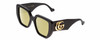 Profile View of GUCCI GG0956S Designer Polarized Reading Sunglasses with Custom Cut Powered Sun Flower Yellow Lenses in Gloss Black/Gold Ladies Hexagonal Full Rim Acetate 54 mm
