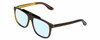Profile View of GUCCI GG1039S Designer Blue Light Blocking Eyeglasses in Black/Orange Gold Mens Square Full Rim Acetate 58 mm