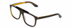 Profile View of GUCCI GG1039S Designer Blue Light Blocking Eyeglasses in Black/Orange Gold Mens Square Full Rim Acetate 58 mm