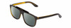 Profile View of GUCCI GG1039S Designer Polarized Reading Sunglasses with Custom Cut Powered Smoke Grey Lenses in Black/Orange Gold Mens Square Full Rim Acetate 58 mm