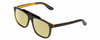 Profile View of GUCCI GG1039S Designer Polarized Reading Sunglasses with Custom Cut Powered Sun Flower Yellow Lenses in Black/Orange Gold Mens Square Full Rim Acetate 58 mm