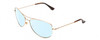 Profile View of KATE SPADE ALLY Designer Blue Light Blocking Eyeglasses in Gold/Brown Stripe Ladies Pilot Full Rim Metal 60 mm