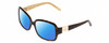 Profile View of KATE SPADE LULU Designer Polarized Sunglasses with Custom Cut Blue Mirror Lenses in Trortoise Havana/Off-White/Gold Sparkles Ladies Panthos Full Rim Acetate 55 mm