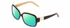 Profile View of KATE SPADE LULU Designer Polarized Reading Sunglasses with Custom Cut Powered Green Mirror Lenses in Trortoise Havana/Off-White/Gold Sparkles Ladies Panthos Full Rim Acetate 55 mm