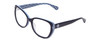 Profile View of KATE SPADE AUGUSTA Designer Bi-Focal Prescription Rx Eyeglasses in Light Blue/Navy Floral Ladies Cat Eye Full Rim Acetate 54 mm
