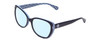 Profile View of KATE SPADE AUGUSTA Designer Blue Light Blocking Eyeglasses in Light Blue/Navy Floral Ladies Cat Eye Full Rim Acetate 54 mm