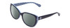 Profile View of KATE SPADE AUGUSTA Designer Polarized Reading Sunglasses with Custom Cut Powered Smoke Grey Lenses in Light Blue/Navy Floral Ladies Cat Eye Full Rim Acetate 54 mm