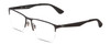 Profile View of Ray-Ban RX6335 Designer Bi-Focal Prescription Rx Eyeglasses in Matte Black Unisex Oval Semi-Rimless Metal 56 mm
