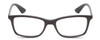 Front View of Ray-Ban RX7047 Designer Bi-Focal Prescription Rx Eyeglasses in Matte Black Unisex Cat Eye Full Rim Acetate 54 mm